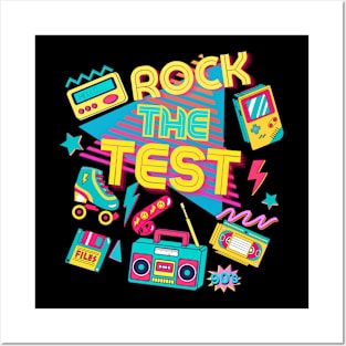 Rock The Test Vintage Retro Back To 90's Testing Day Teacher Posters and Art